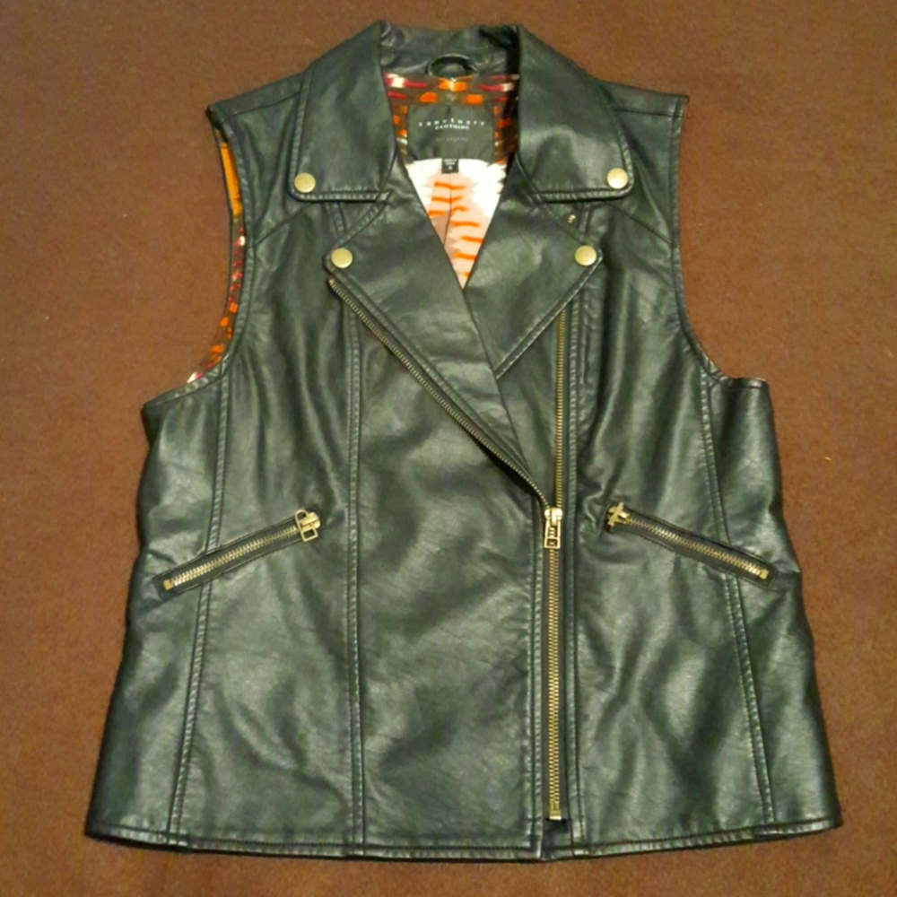 Sanctuary asymmetric zip leather vest